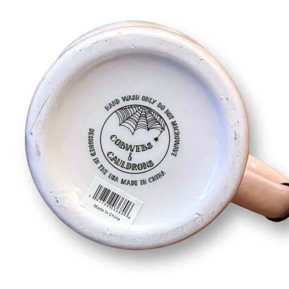 Cobwebs & Cauldrons Ghost Friends Coffee Mug Pink White Halloween Hand Painted - Picture 6 of 7